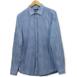 Hugo Boss Ronni Slim Fit Italian Cotton Striped Button Up Shirt